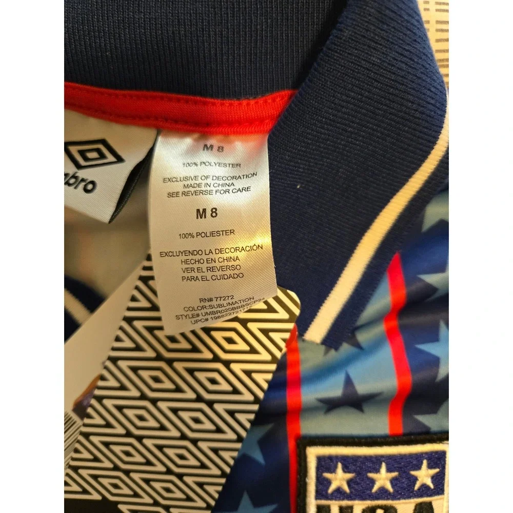 Umbro Kids USA Soccer Jersey Stars Stripes Blue Red Youth M 8 UMBR020BBBSCP24